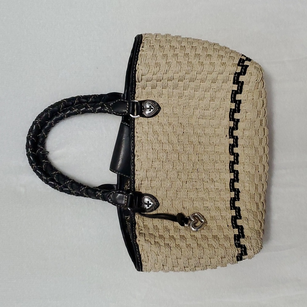 NWT BRIGHTON Peggy Woven Straw Braided Bucket Handbag Purse